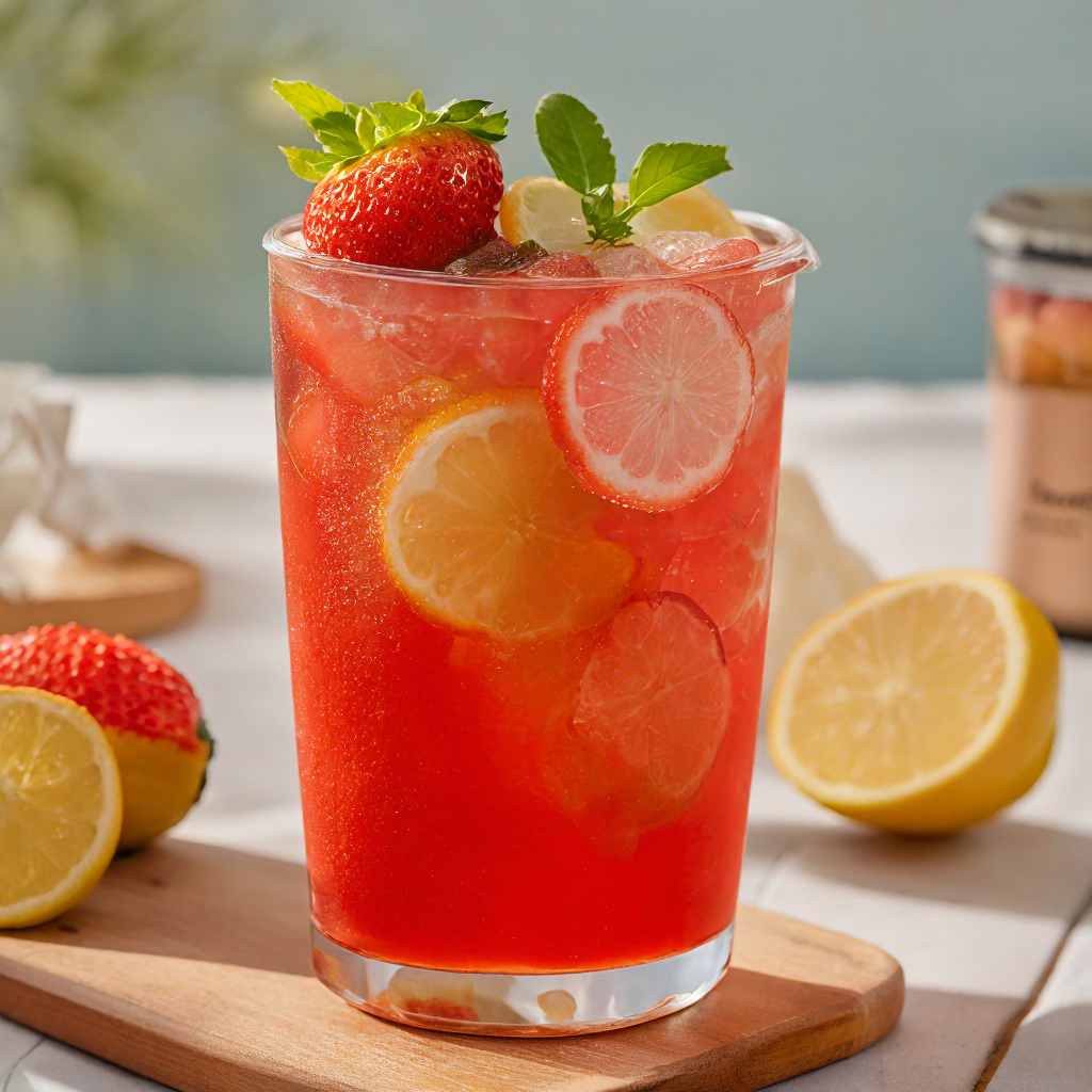 strawberry lemon tea 草莓柠檬茶
